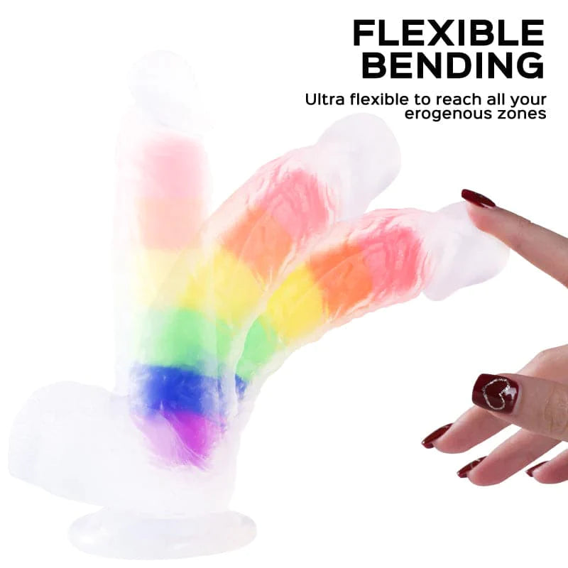 Julian - Dildo realistico con ventosa Rainbow Jelly da 5,4 pollici