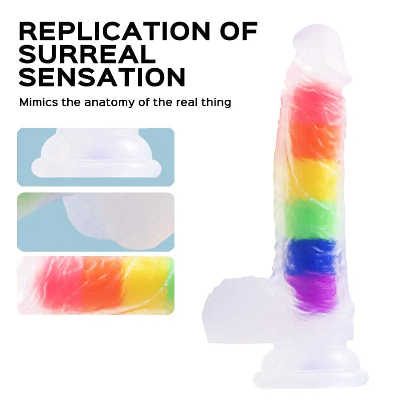 Julian - Dildo realistico con ventosa Rainbow Jelly da 5,4 pollici