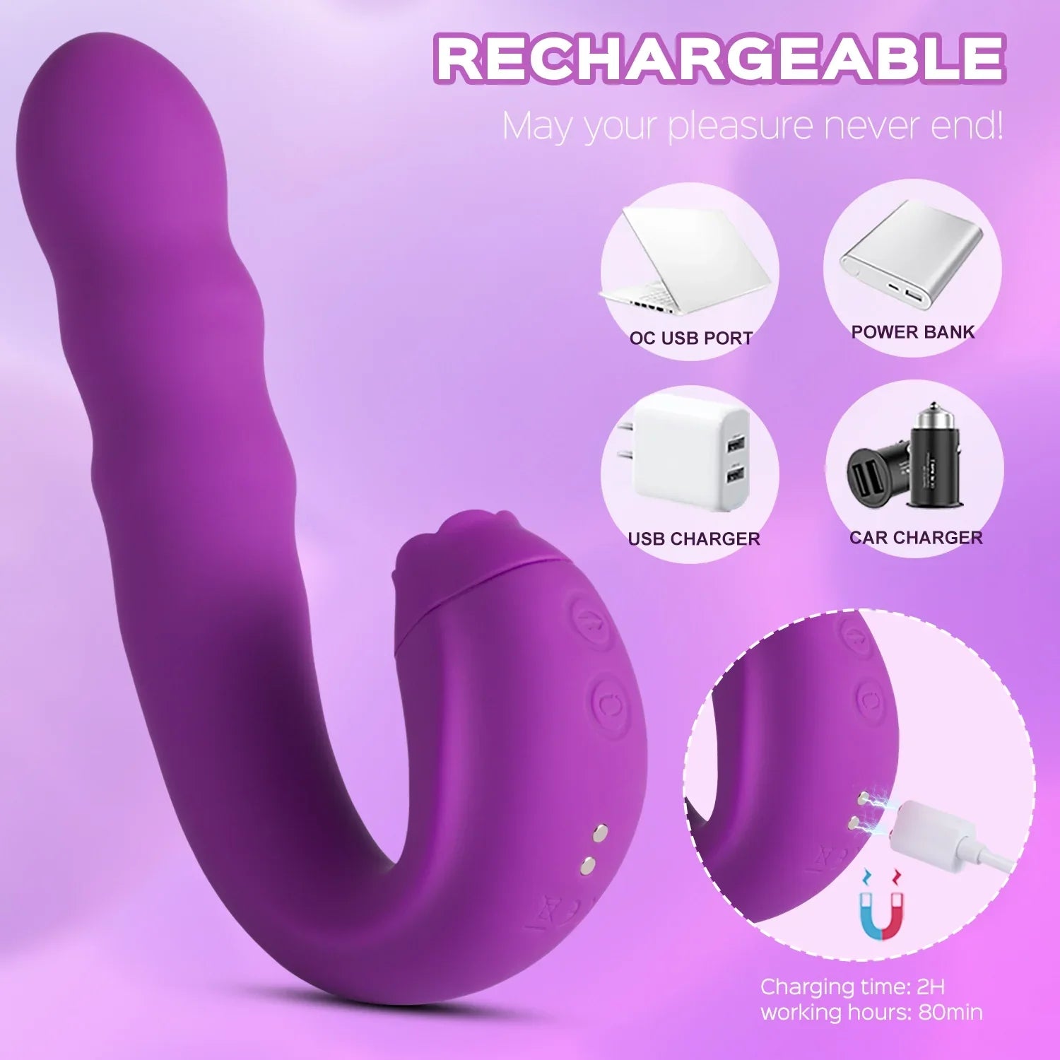 Lilian - Vibrador Punto G Con Cabeza Giratoria Y Lengua Vibrante