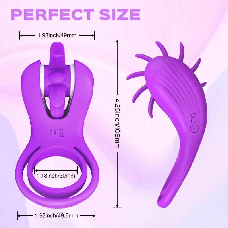 Roxy - Juguete sexual para lamer y anillo vibratorio doble para el pene