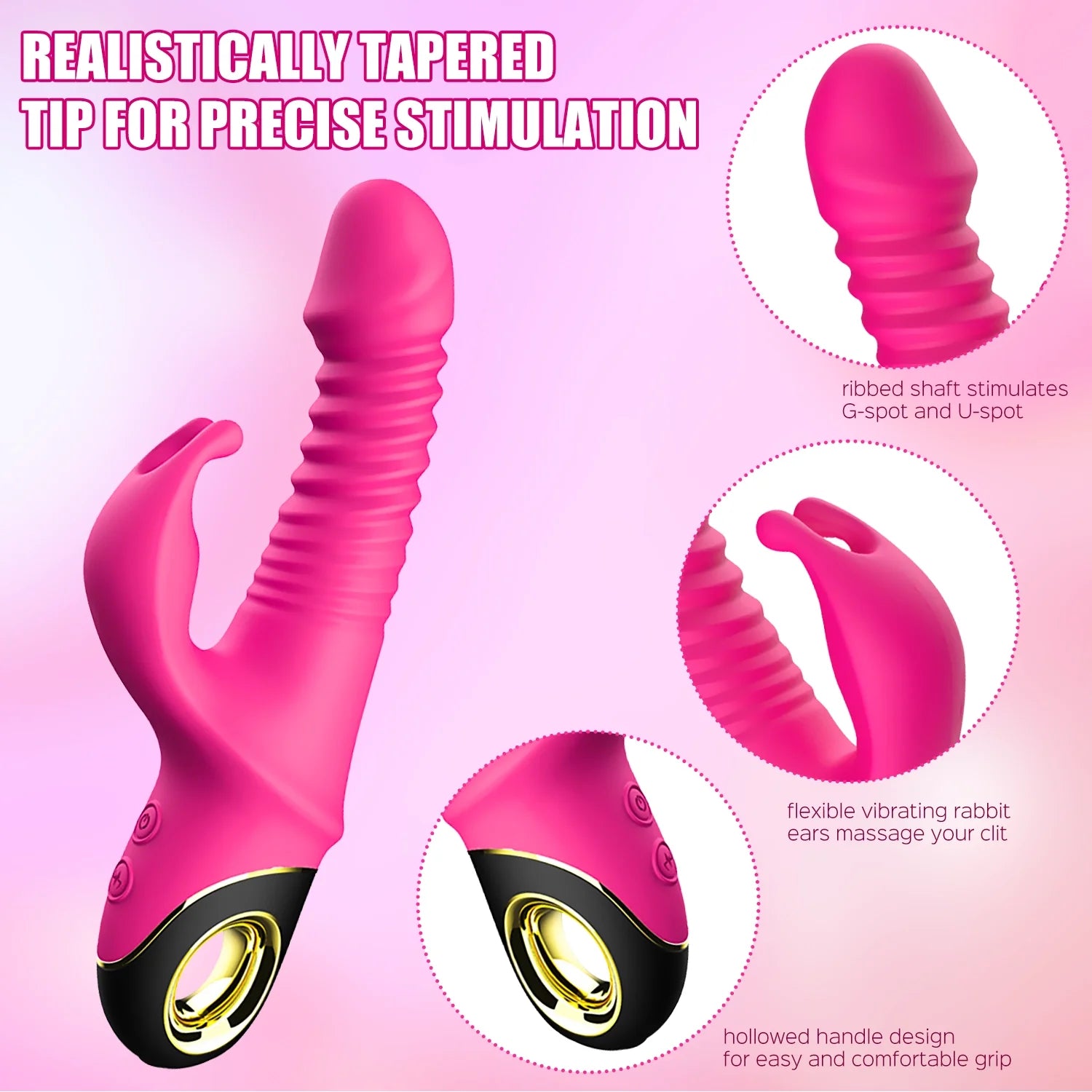 Triple Thrill - Vibrador de conejo con punto G giratorio y de empuje