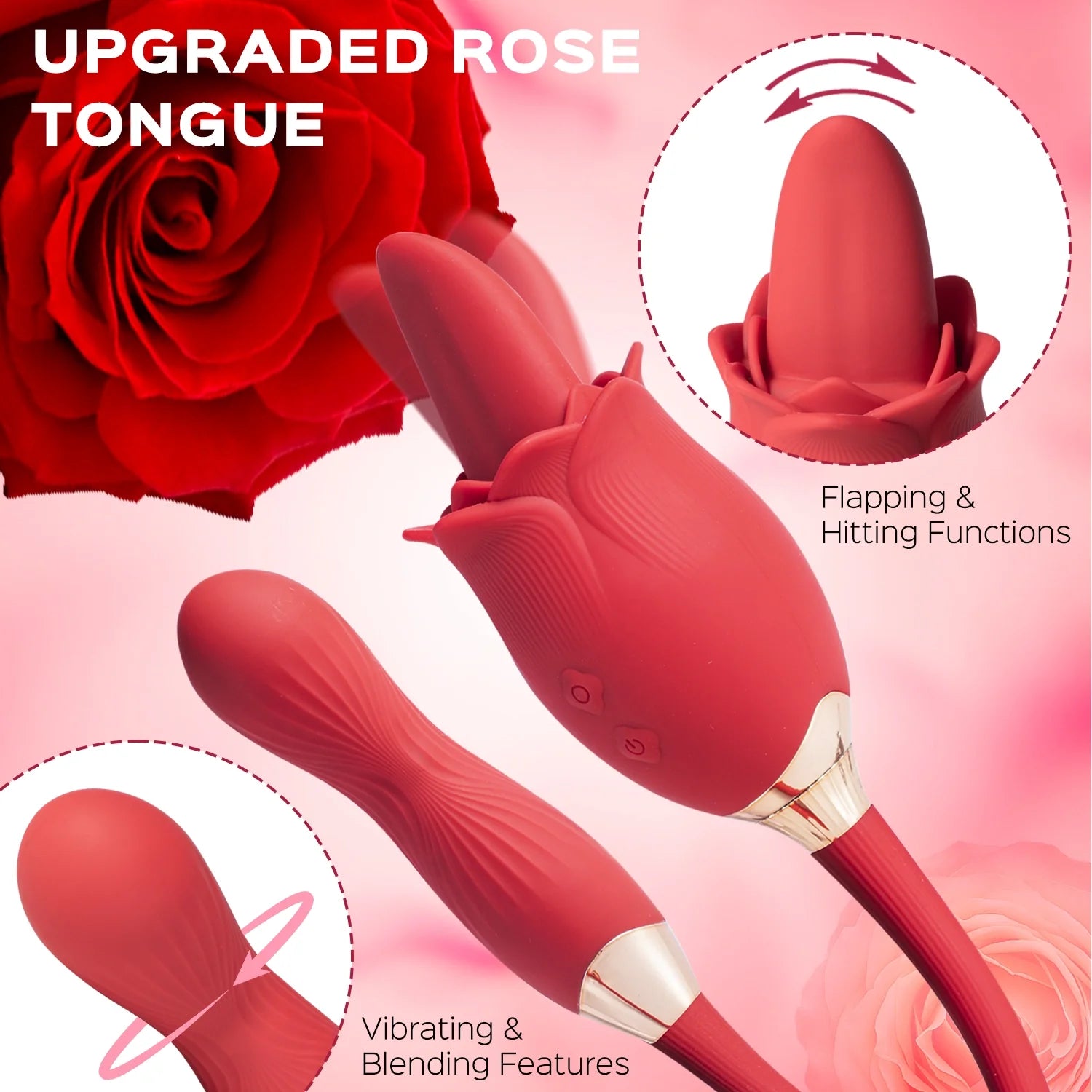 Evelyn - Stimolatore del clitoride con sbattimento di rose, vibratore anale rotante del punto G